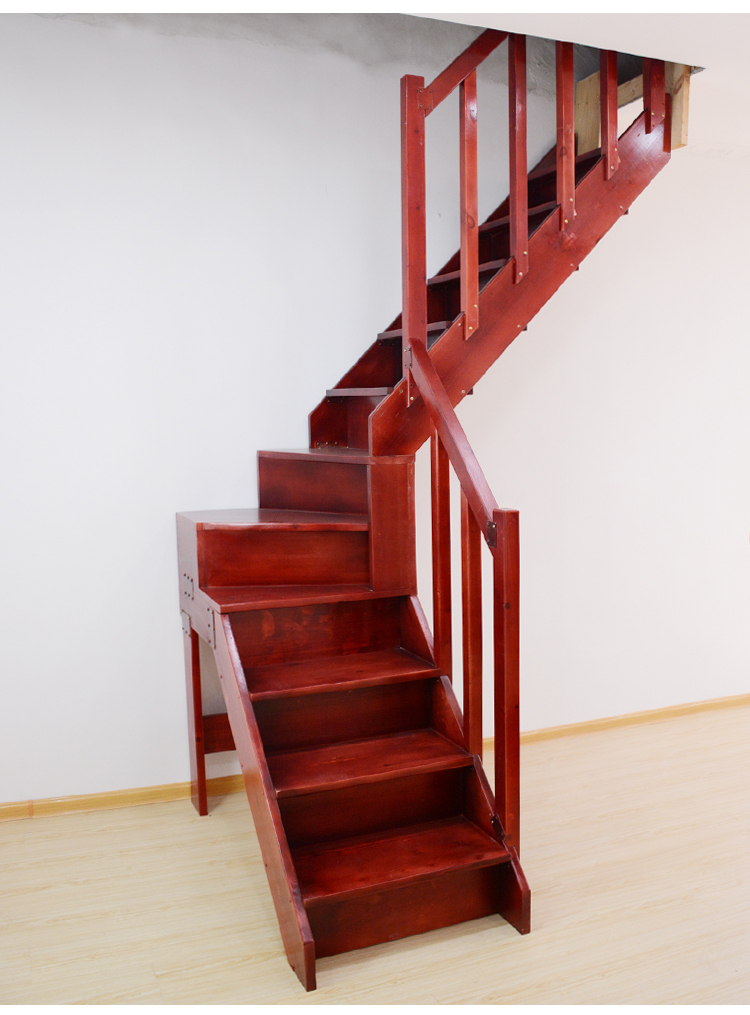 龙豫家楼梯家用阁楼复式转角实木梯子可定制l型转角梯别墅阁楼楼梯带