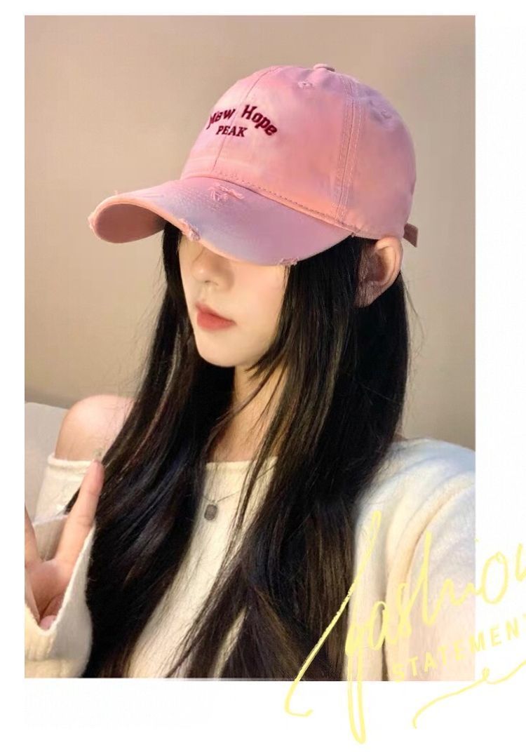 Peak Baseball Cap Small Face Large Head Circumference Distressed Vintage Style Wide Brim Outdoor Sun Protection Breathable Sports Hat 14
