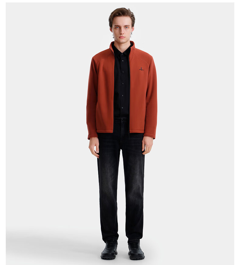 Biyinlefen Polartec Ultra-Light Warmth Autumn Winter Men's Solid Color Casual Stand Collar Knitted Jacket Fleece Outerwear 12