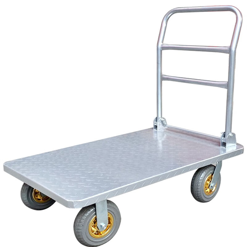 平板车拉货拖车钢板手推车小推车四轮折叠搬运车运货车铁板工具车手拉