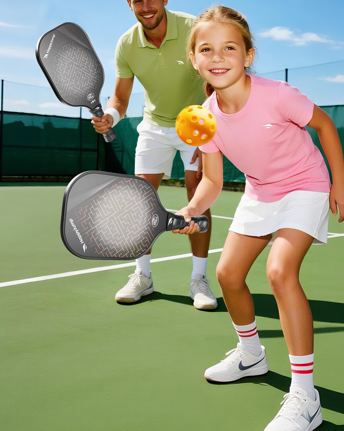 HiJump (Germany) Pickleball Paddle Set for Kids and Parents Beginner Entry-Level Carbon Fiber Paddle 13