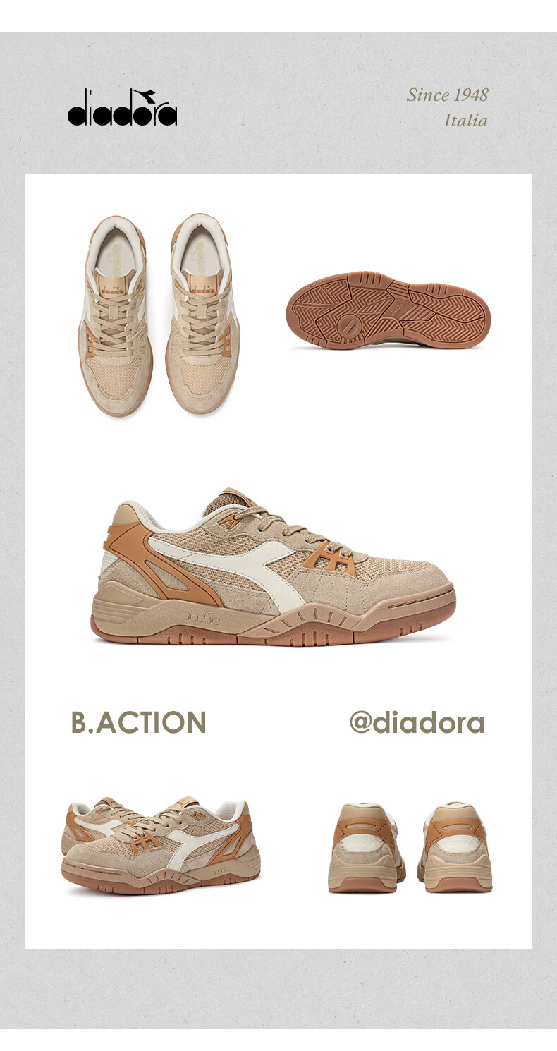 Diadora Men's Fashion Retro Sports Casual Tennis Shoes B.action Warm Sand Yellow/Suede Yellow/Sedge White 42.5 15