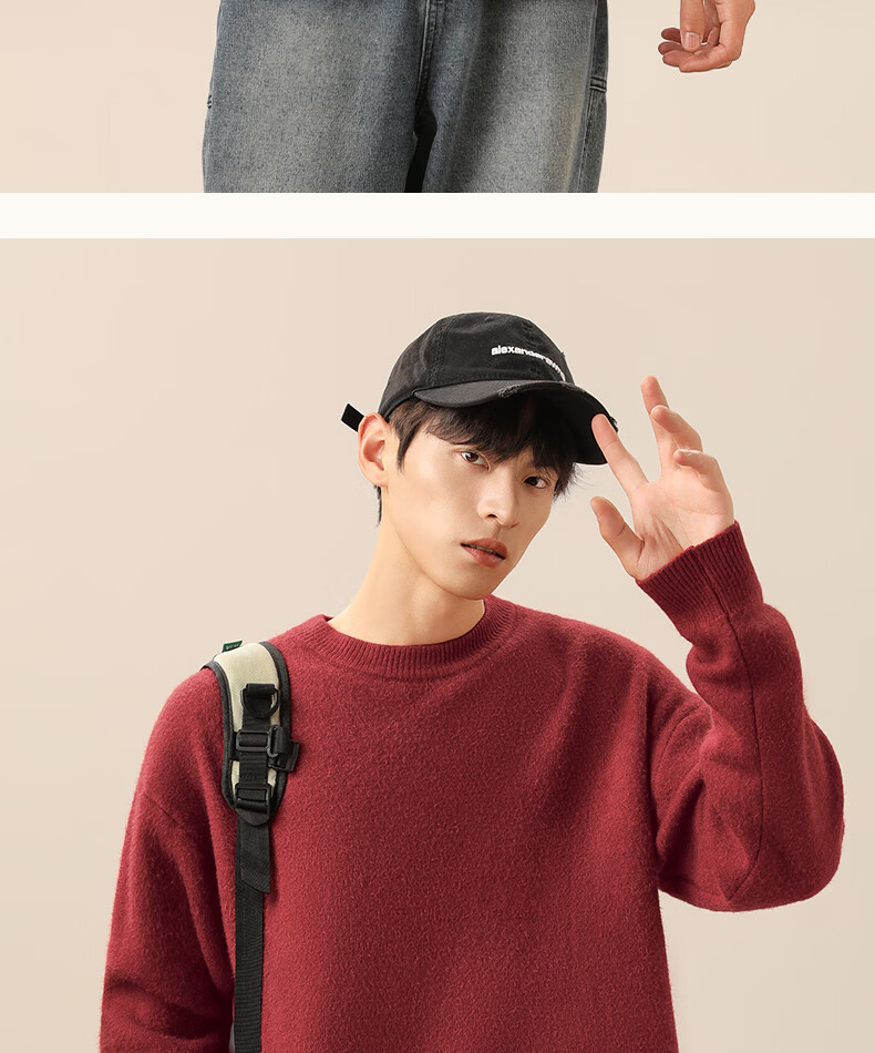 MINISO Men's Fleece-Lined Sweater Winter Warmth Integrated Fleece 2025 New Round Neck Knitwear Off-White XL 23