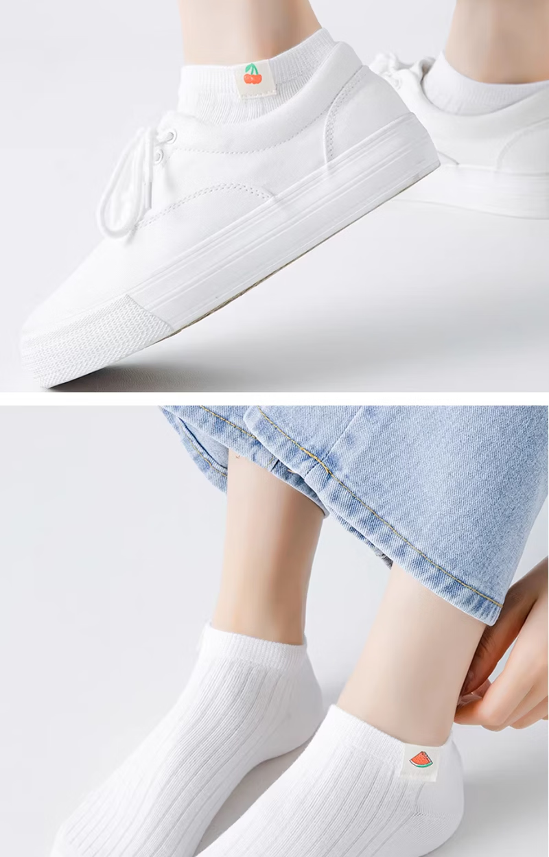 Yimian White Women's Short Socks Summer Thin Boat Socks Xinjiang Cotton Antibacterial Odor-Resistant Solid Color Low-Cut Short Tube Socks 12