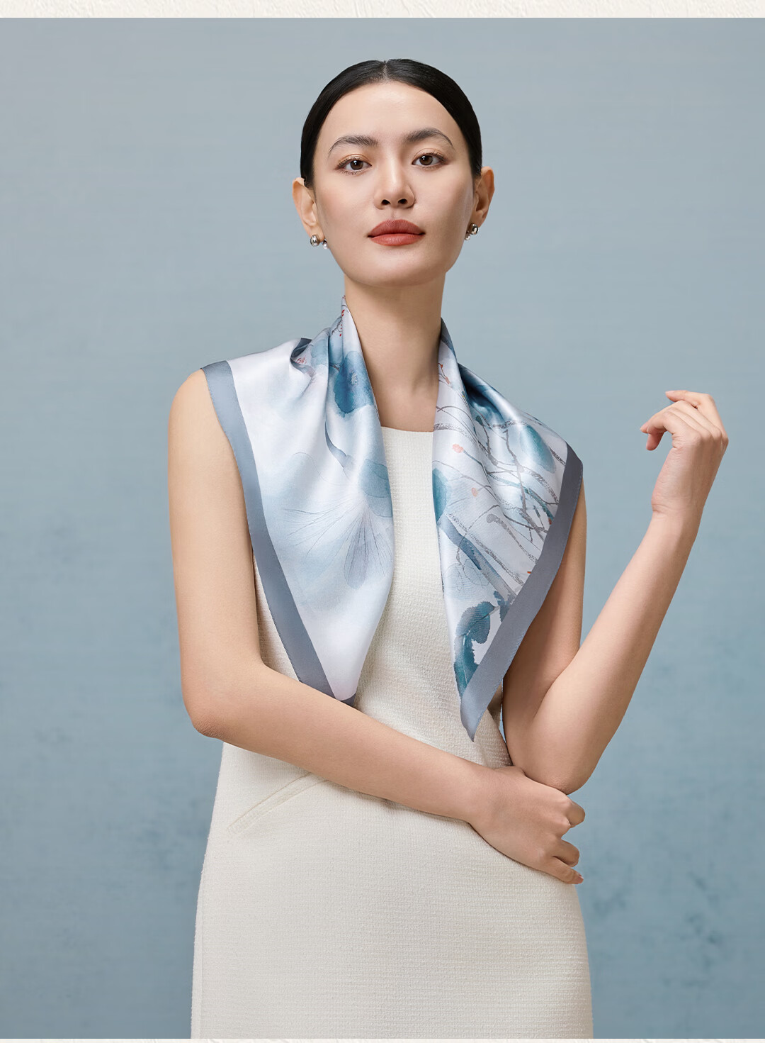 Shanghai Story 100% Mulberry Silk Scarf 12mm Plain Crepe Shawl Square Scarf Gift Box Teacher's Day Gift 11