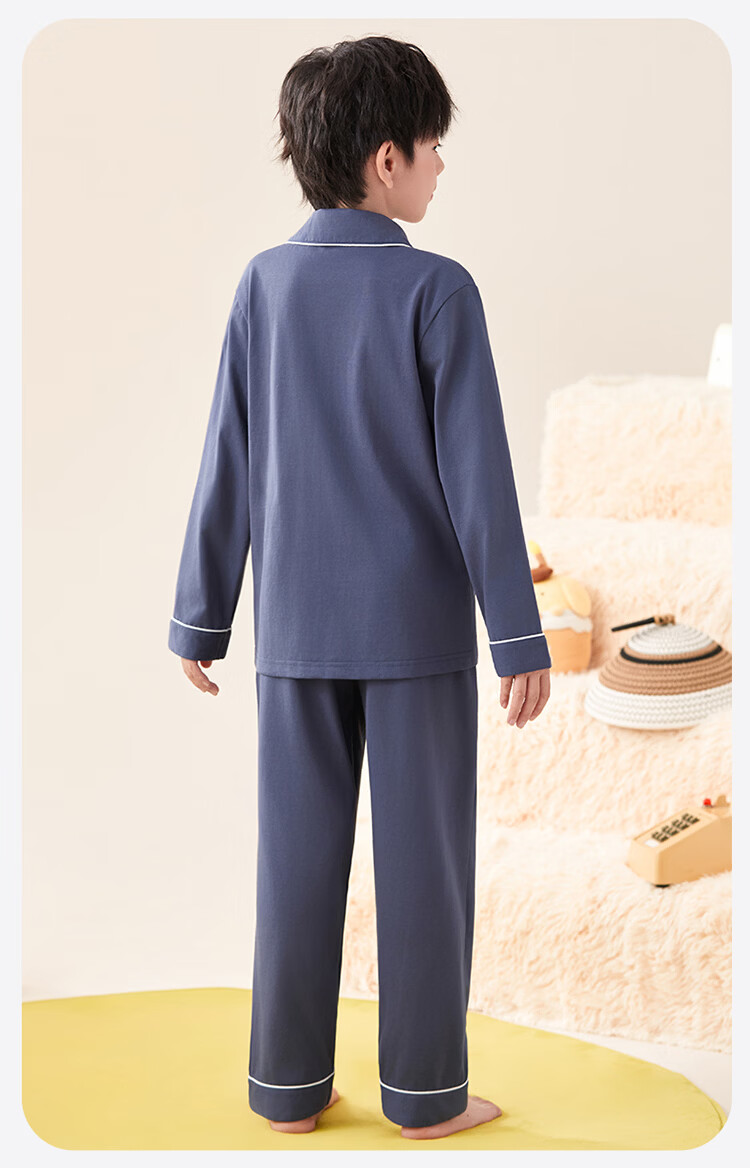 Hodo Boys' Spring Summer Pure Cotton Antibacterial Long Sleeve Pajama Set Cute Cartoon Children's Cotton Homewear for Kids 10