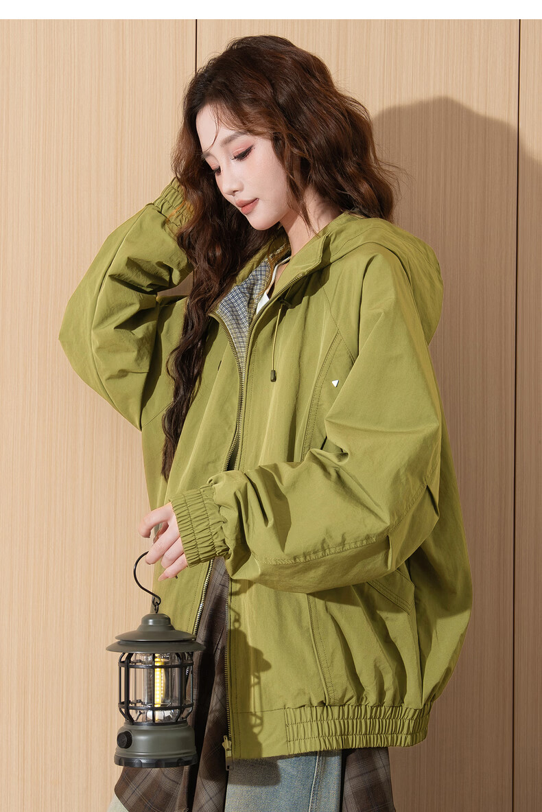 TonLion 2026 Spring Women's Hooded Reversible Plaid Coat Coffee L 20