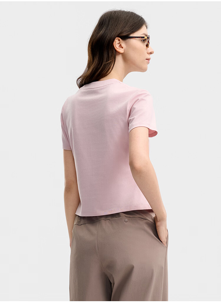 FILA Official Women's Knitted Short Sleeve Shirt 2026 Summer Casual Slim Fit Cool Cotton Cropped T-Shirt 58