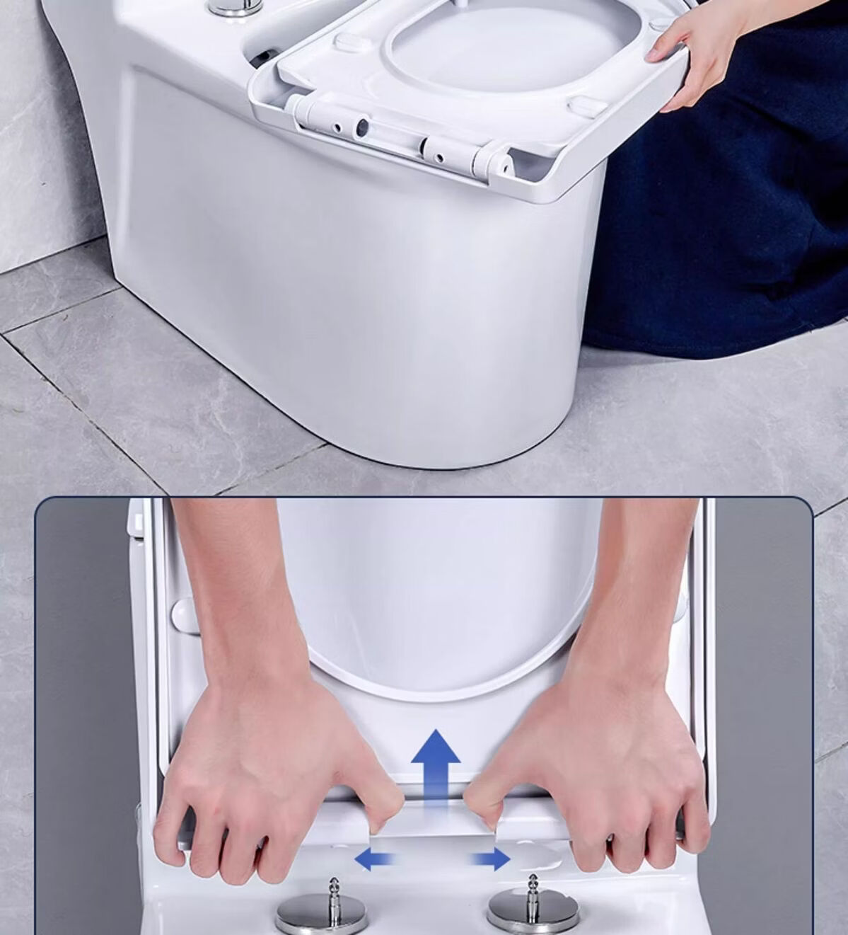 Taoshi V-Shaped Universal Toilet Seat Cover Double Slow-Closing Extra Thick Household Old-Style Toilet Lid 11