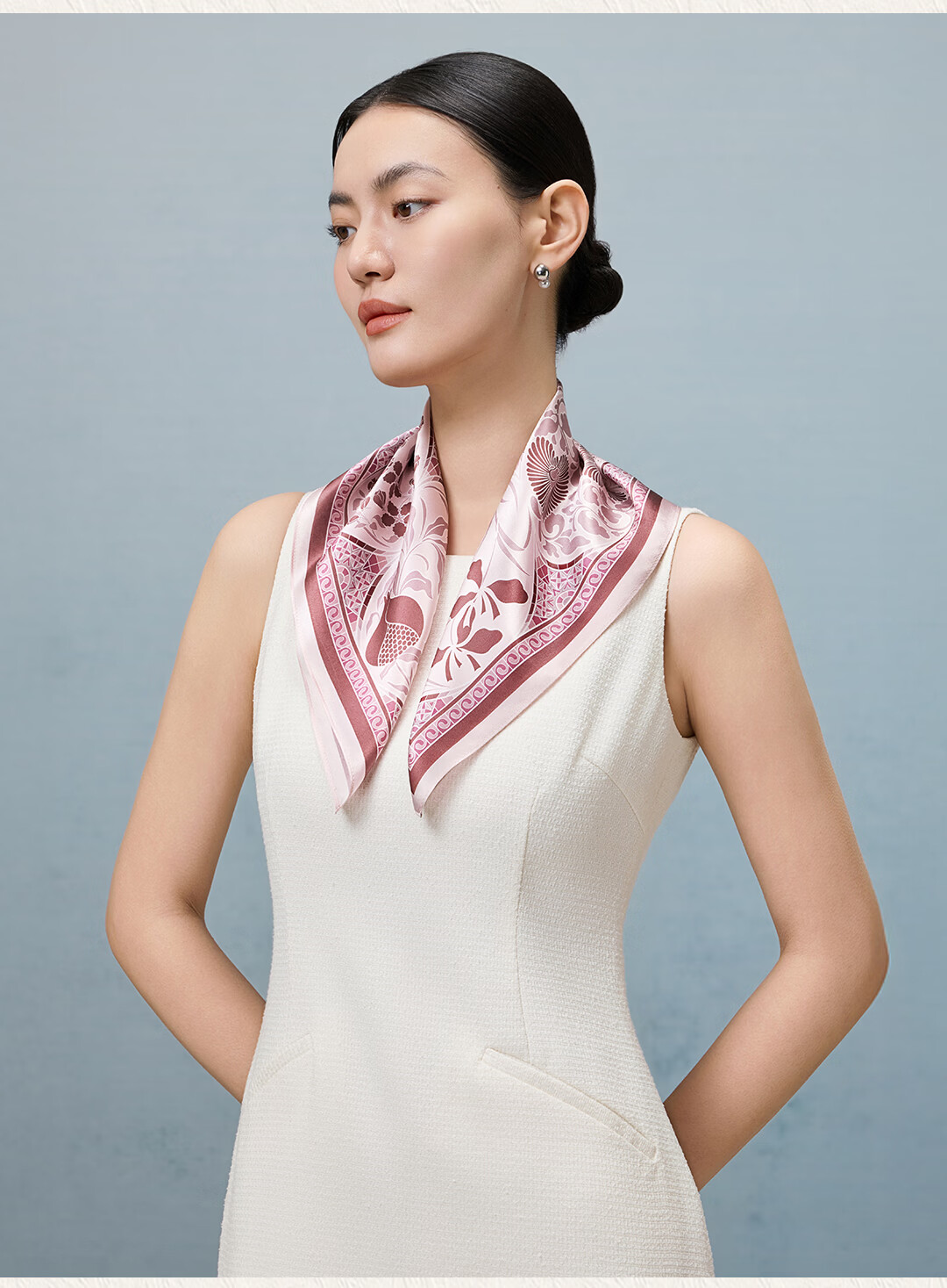 Shanghai Story 100% Mulberry Silk Printed Small Square Scarf Gift for Elders, Mom, and Girlfriend 9