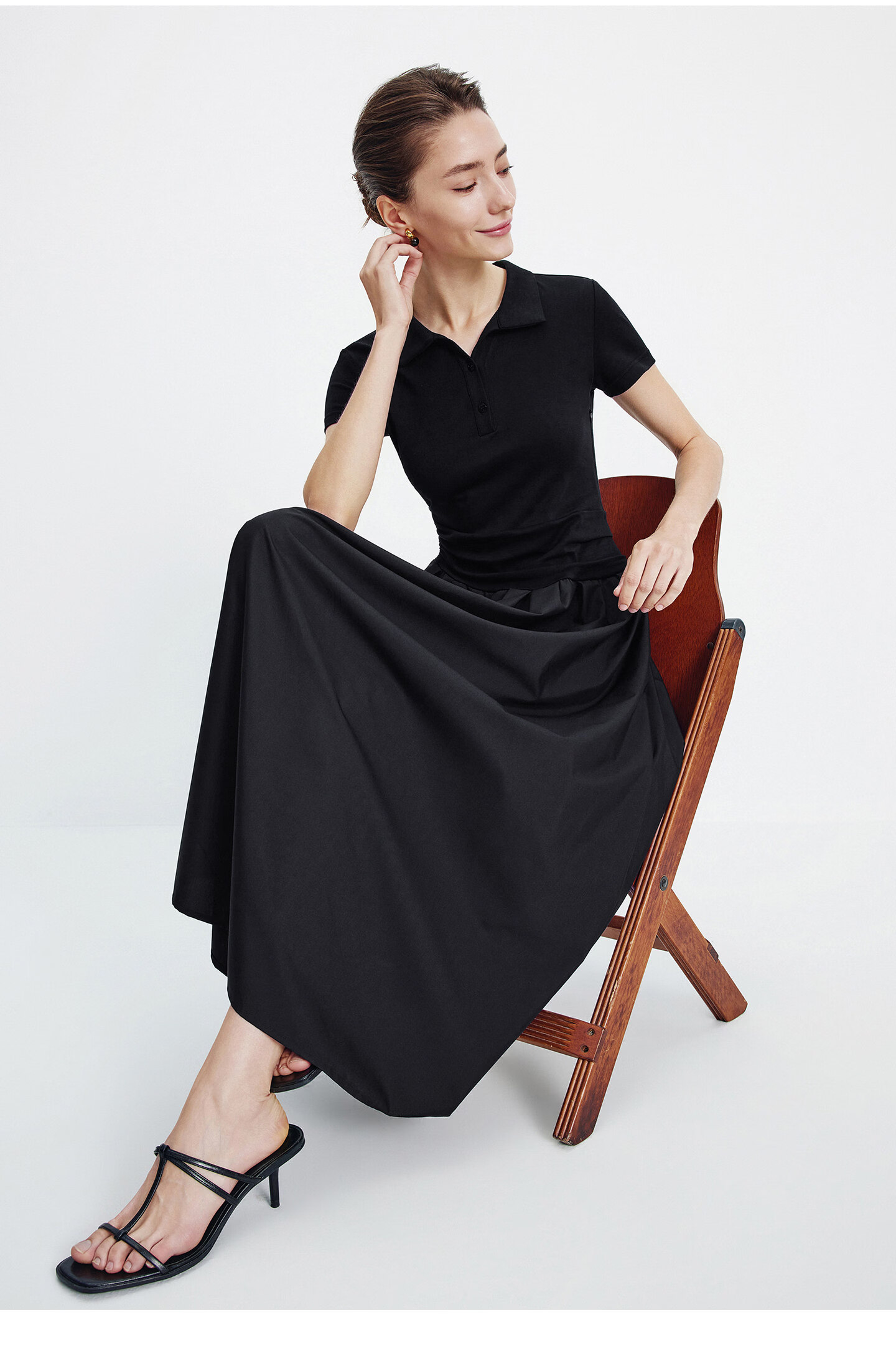 Navigare Italian Small Sailboat Short Sleeve Polo Collar Dress 2026 New Waist Pleated Flared Long Dress 2322876508 15