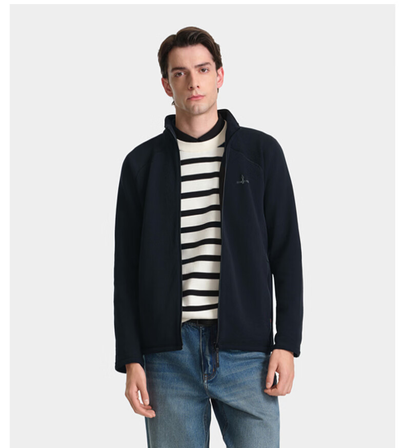 Biyinlefen Polartec Ultra-Light Warmth Autumn Winter Men's Solid Color Casual Stand Collar Knitted Jacket Fleece Outerwear 6
