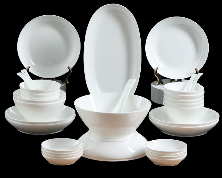One's Member No.1 Bone China Bowl and Plate Set Home Simple Pure White Underglaze Color Tableware Housewarming Gift Box 20