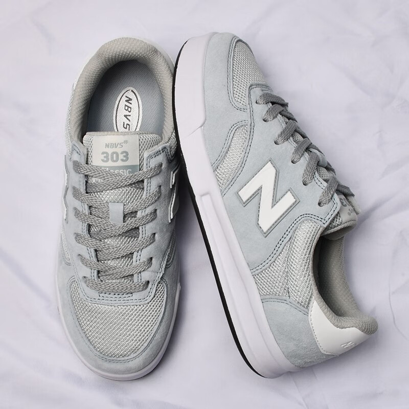 新百伦女鞋303运动板鞋男防滑皮面300休闲帆布鞋潮 新百伦303-深灰黑