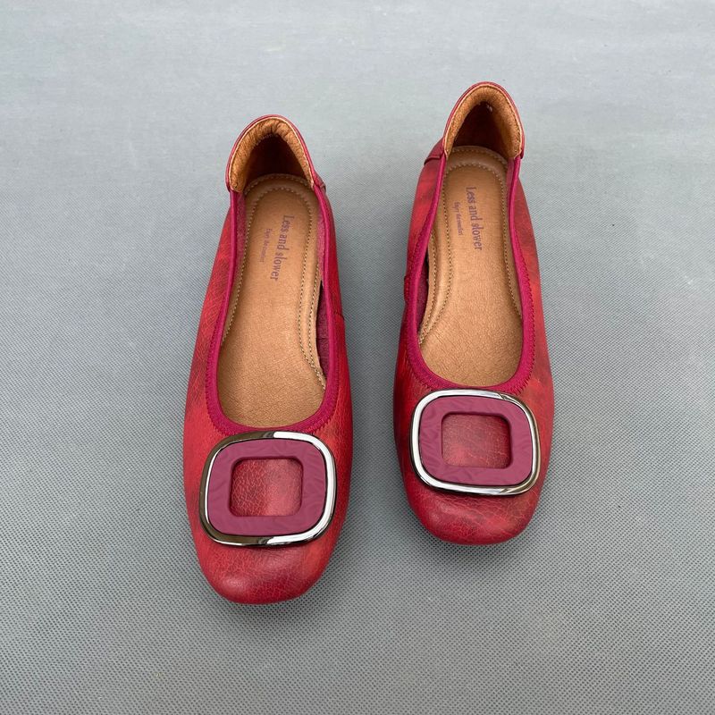 大码女鞋40-43宽胖脚特大低跟牛皮浅口女单鞋四季鞋 好穿 有4243大码