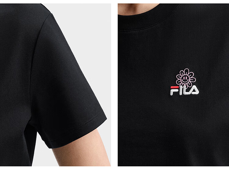 FILA Official Women's Knitted Short Sleeve Shirt 2026 Summer Casual Slim Fit Cool Cotton Cropped T-Shirt 49