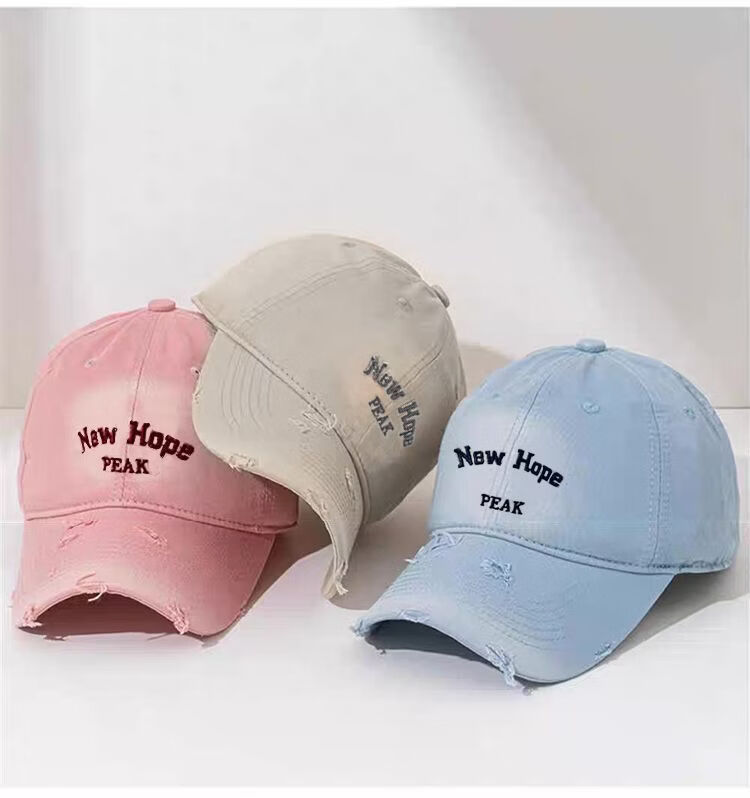 Peak Baseball Cap Small Face Large Head Circumference Distressed Vintage Style Wide Brim Outdoor Sun Protection Breathable Sports Hat 17