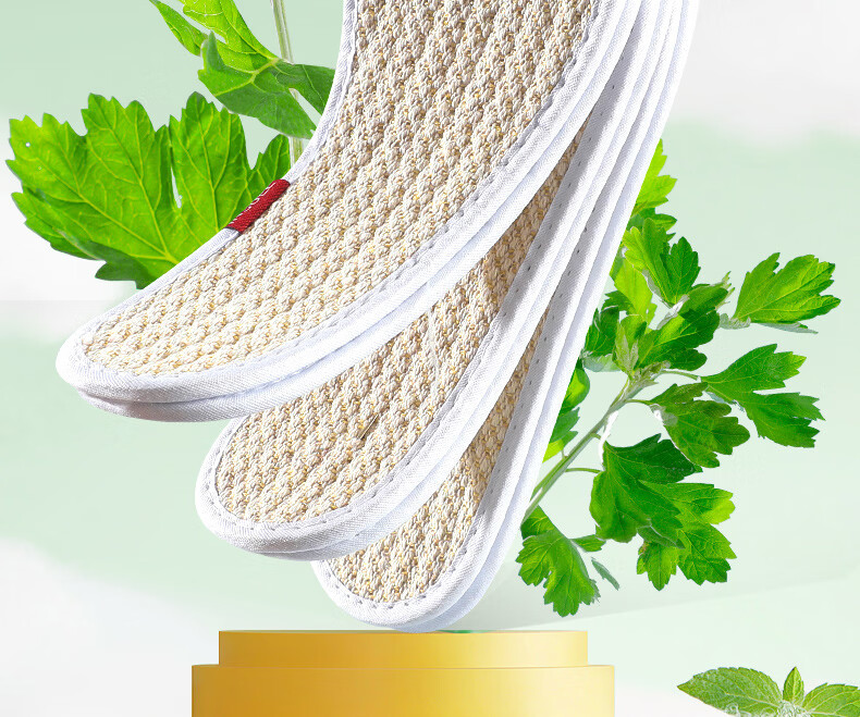 Langsha 3 Pairs Cotton Linen Deodorant Insoles Unisex Sweat-Absorbing Breathable Soft Comfortable Cotton Fabric Linen Anti-Sweat Leather Shoes Size 35 4