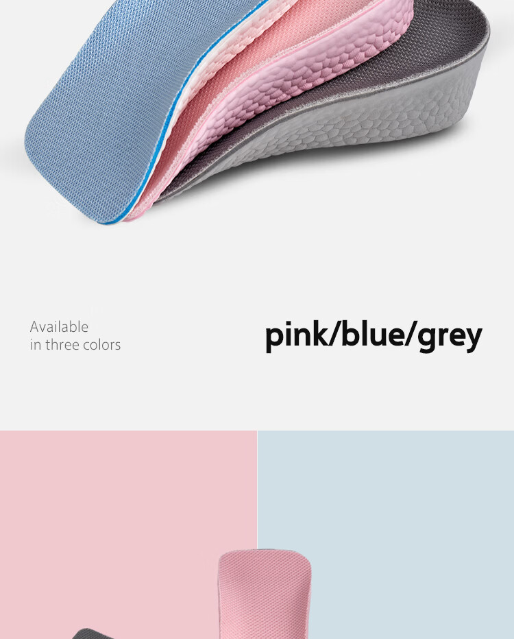 Vitality Boost Height Increase Insoles Unisex Boost Popcorn Sports Shock Absorption Invisible Height Increase Pads JD Self-operated Pink 1.5cm 12