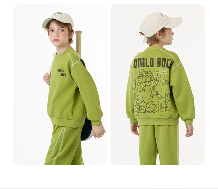 Disney Boys' Sweatshirt and Sports Set 2026 Spring New Loose Casual Two-Piece Outfit for Older Kids 8