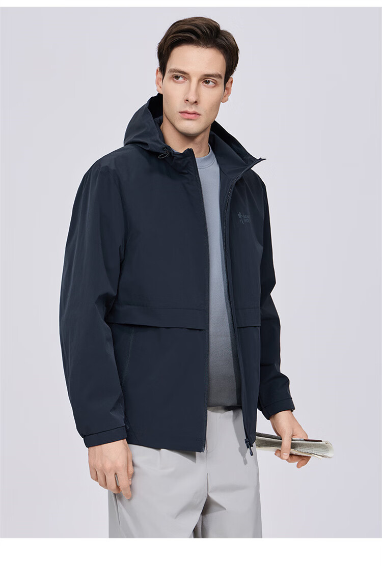 Dance with Wolves [Level 4 Waterproof] Hooded Jacket Men Commuter Easy Care Windproof Lightweight Outdoor Coat 101 Dark Navy S 5