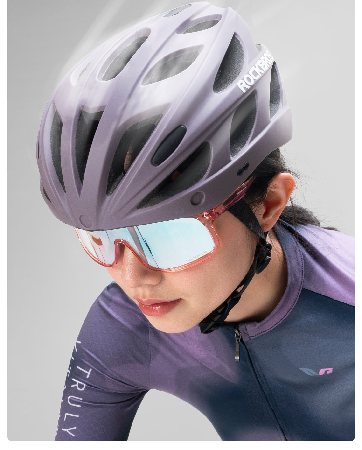 Rockbros Bicycle Helmet with Visor Integrated Road Mountain Bike Safety Helmet Unisex Petal L 18