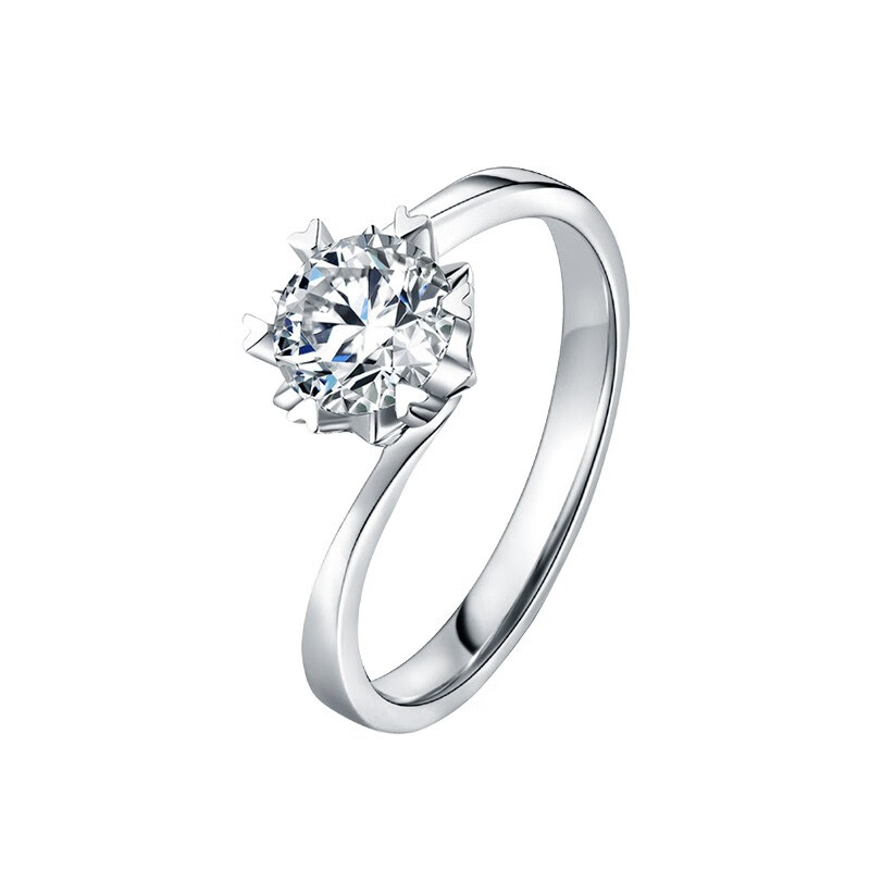 菜百首饰 铂金戒指 pt950铂金雪之吻钻石戒指 女款订婚白金钻戒 定价