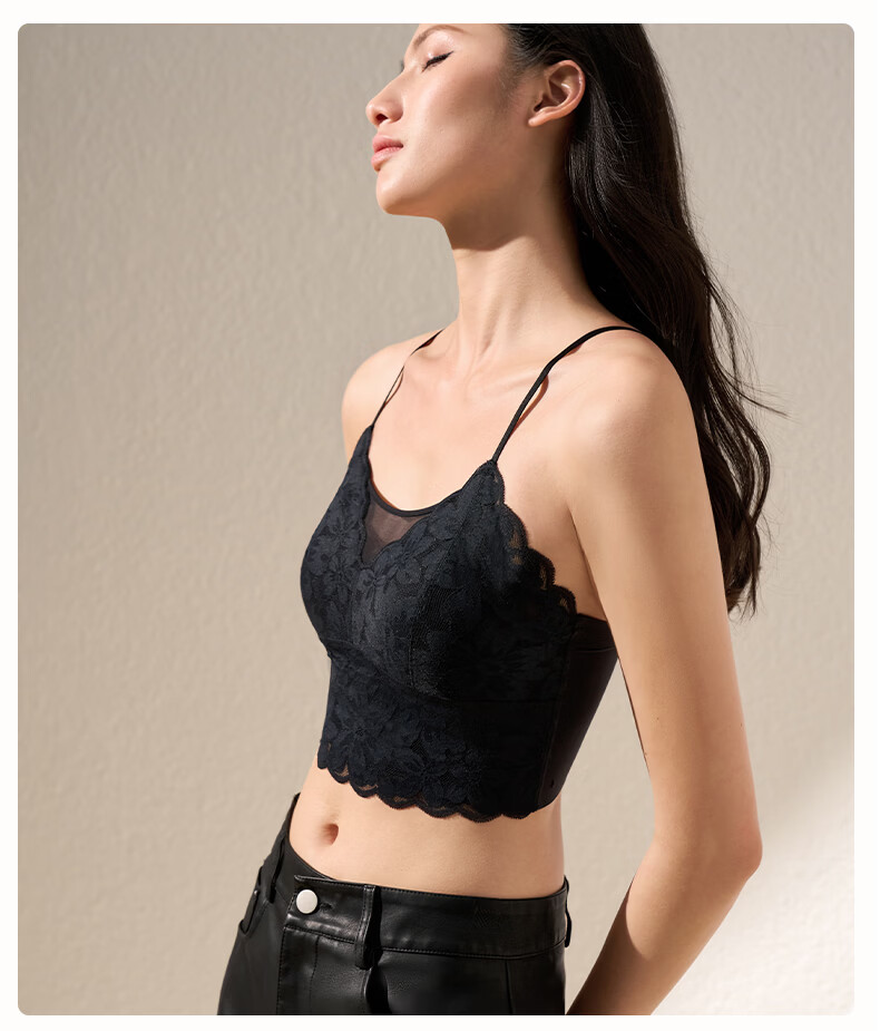 Manifen Floral Lace Padded Bra Women's Camisole Vest New Back-Slimming Bra Sleeveless Outerwear Base Shirt 15
