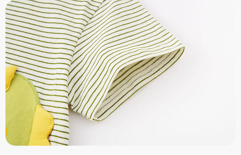 Dudu Kids Cartoon Summer Set Baby Skin-Friendly Two-Piece Boys T-Shirt Girls Mosquito-Proof Pants Green Stripes 100 25