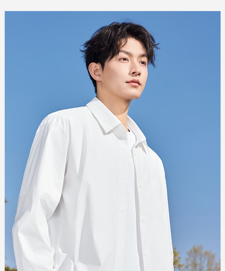 MINISO Ice Silk Long Sleeve Shirt Men Summer Original Yarn Sun Protection Cool Thin Shirt Jacket Men's Z Gray 2XL 19