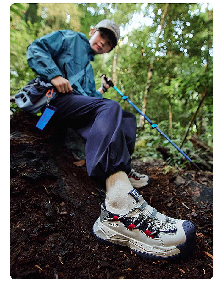 TOREAD 【Yuexing】 Kids' Sports Shoes Spring Summer Children's Bread Toe Hiking Shoes White/Blue Size 35 28