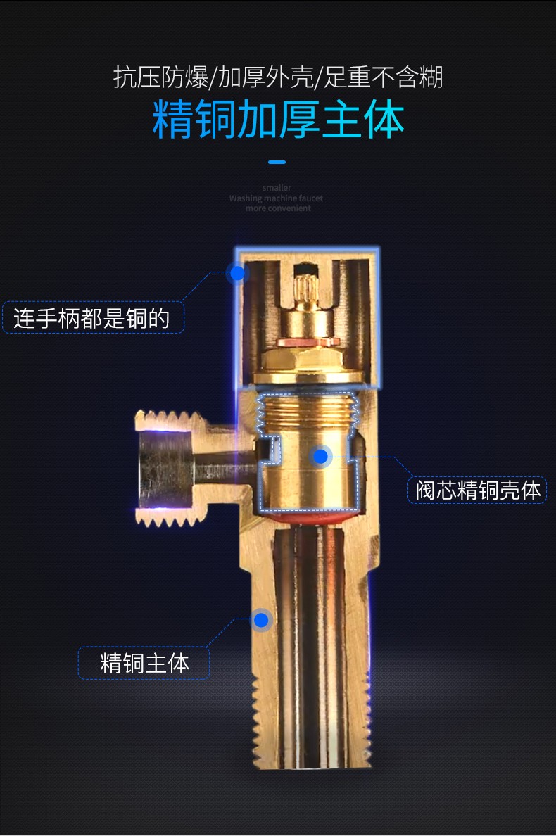 潜水艇洗衣机角阀水龙头全自动滚筒博士三星西门字洗衣机进水阀全铜6