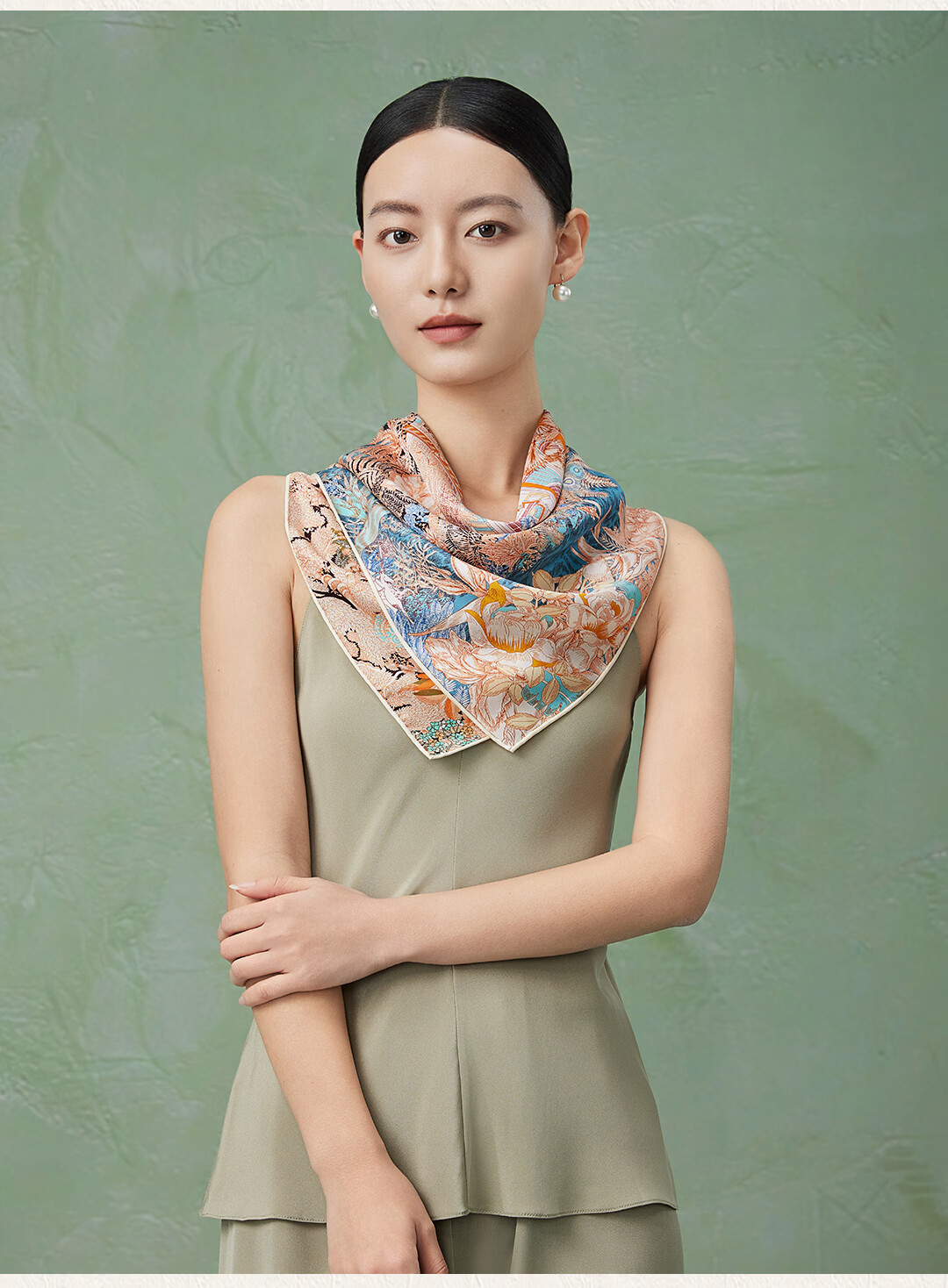 Shanghai Story 100% Mulberry Silk Jacquard Square Scarf Genuine Silk Gift for Mom and Girlfriend Birthday 11