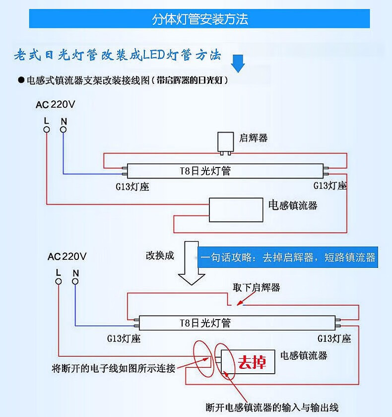 t5灯管三线如何接线图图片