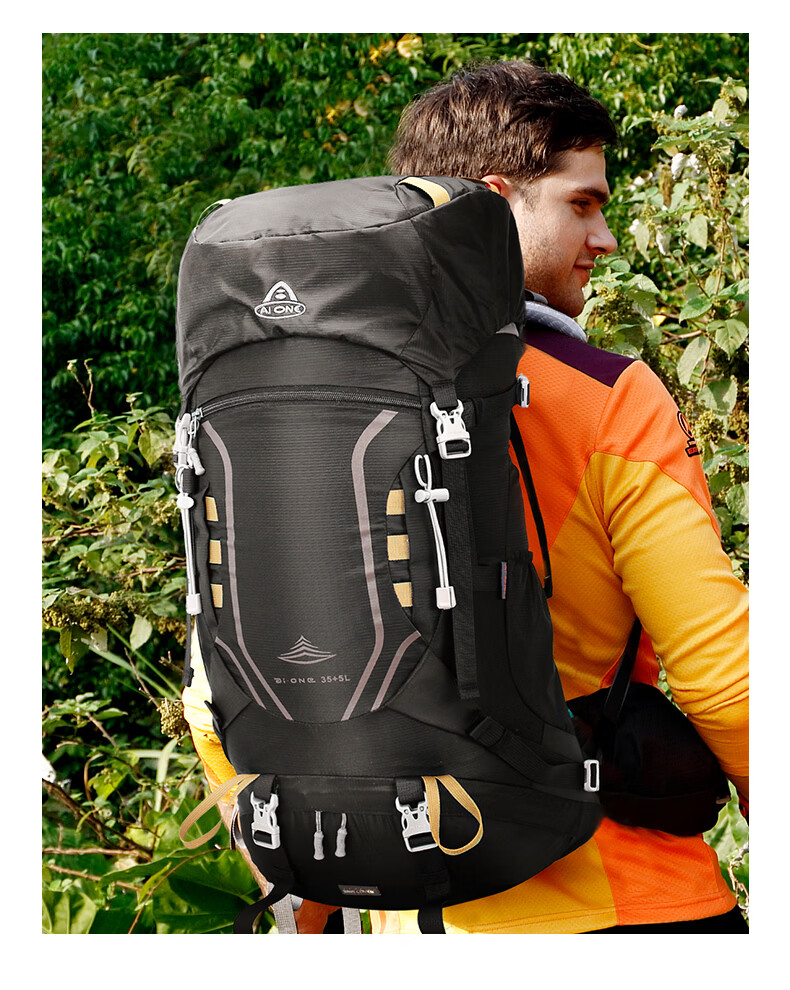 AiWang Women's Oxford Cloth Hiking Backpack Men's Outdoor Suspension Load Heavy Duty Large Capacity Travel 35+5L Yellow 4