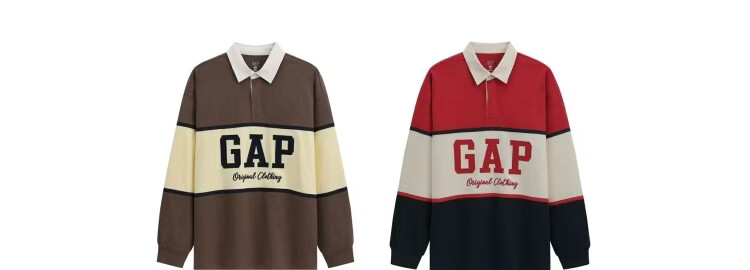 GAP 2026 Spring New Cotton Vintage Washed Colorblock Loose Long Sleeve Polo Shirt 854273 for Men and Women 11