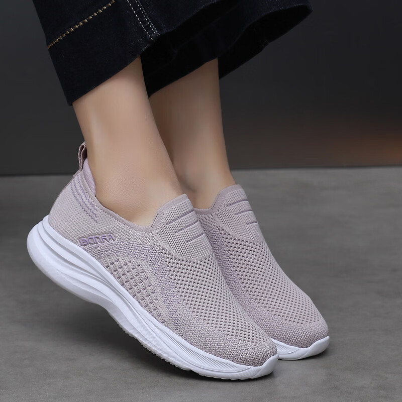 BURUIJING Spring Old Beijing Cloth Shoes Women's Slip-On Casual Shoes Mom Sports Shoes 61153 Gray Size 35 13