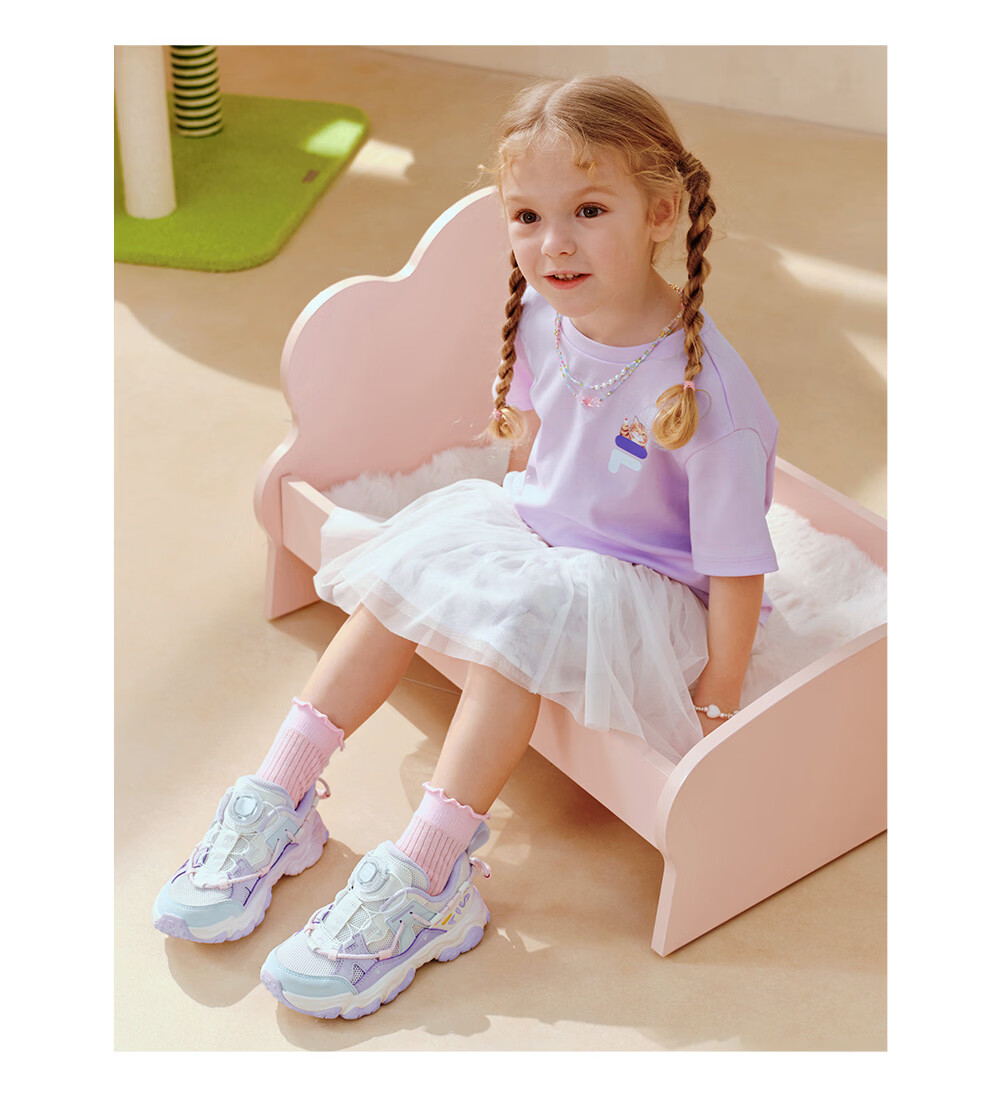 FILA Kids Running Shoes 2026 Summer Retro Cat Paw Sneakers for Boys and Girls 23