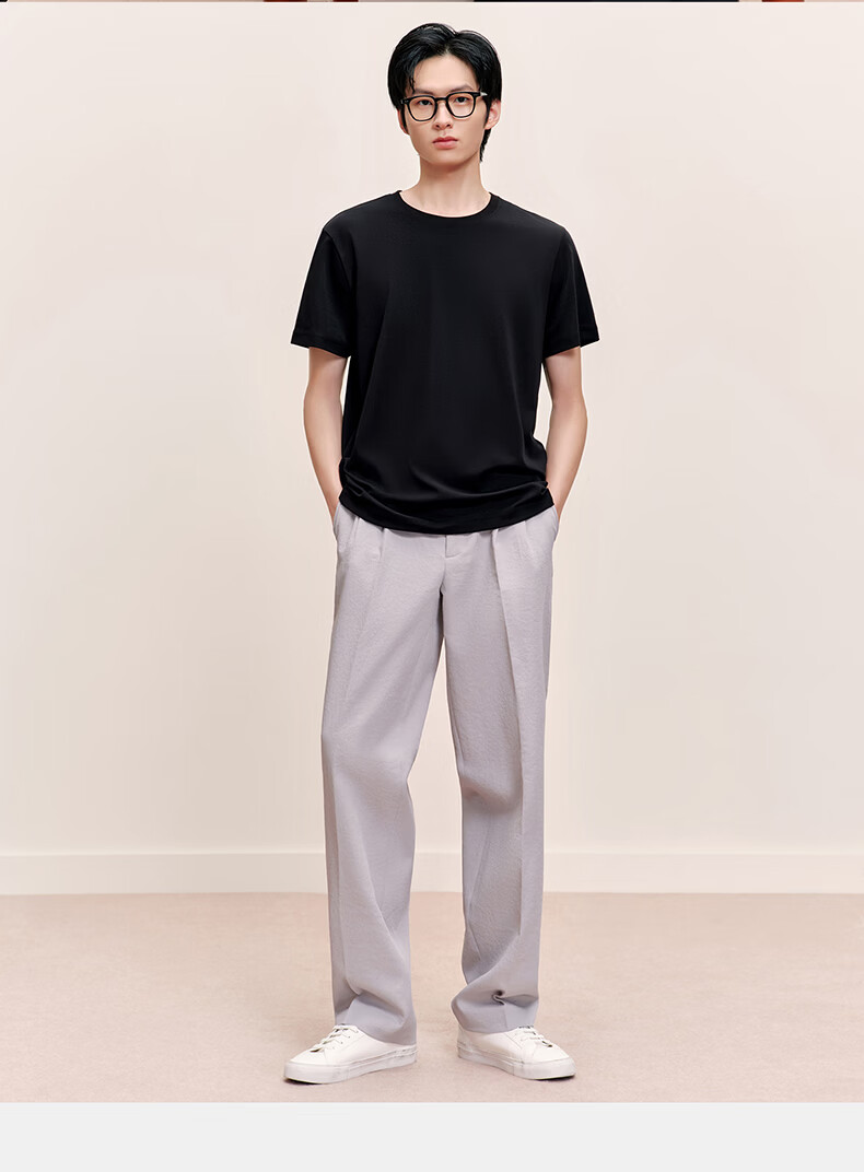 Threegun [80s High Count] Men's Short Sleeve Long-Staple Cotton High Elasticity Premium Shoulder T-Shirt Ultra Soft Base Layer 9