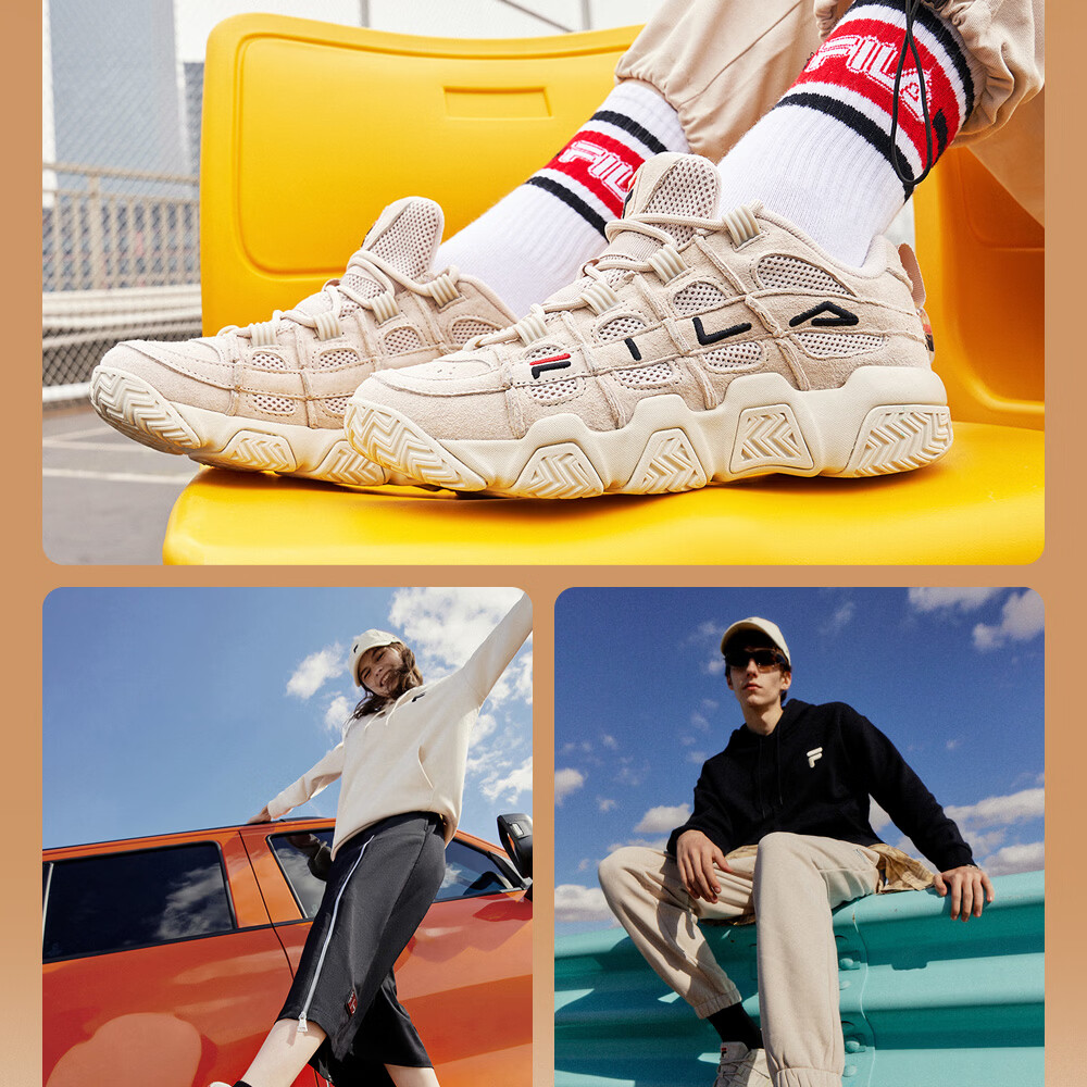 FILA FUSION FILA Trendy F Bread Shoes Dad Shoes Men's Thick Sole Retro Basketball Sports Shoes 18