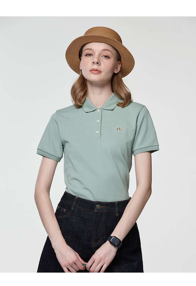 HAZZYS Women's Summer PHIZ Series Three-Button Casual Short Sleeve Polo Shirt ASTSE0DBX01 13