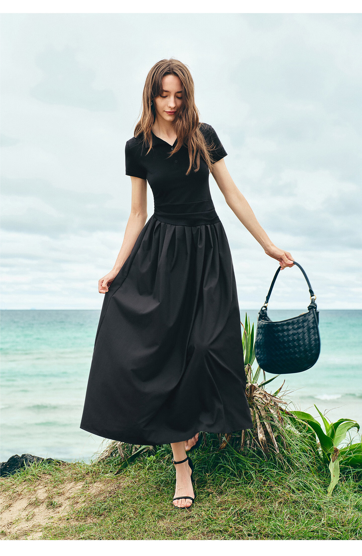 Navigare Italian Small Sailboat Short Sleeve Polo Collar Dress 2026 New Waist Pleated Flared Long Dress 2322876508 12