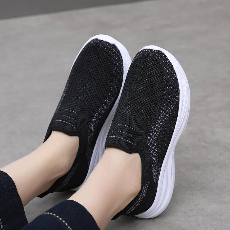 BURUIJING Spring Old Beijing Cloth Shoes Women's Slip-On Casual Shoes Mom Sports Shoes 61153 Gray Size 35 20