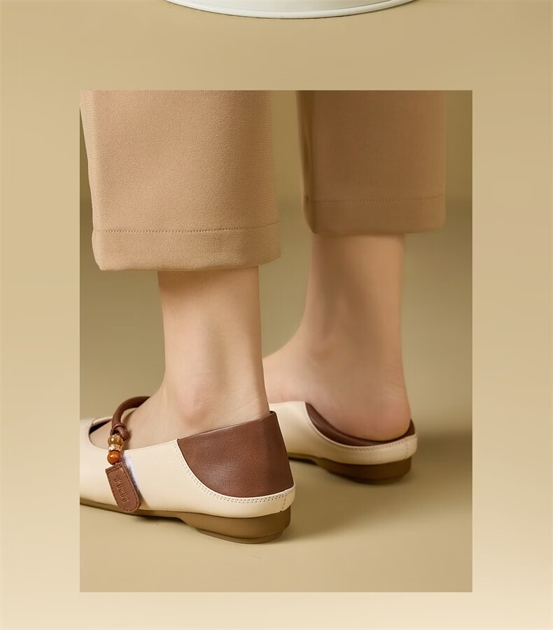 Eierkang Women's Leather Soft Sole Hollow Out Slip-On Comfortable Breathable Mom Shoes 17779W Khaki/Brown Size 40 6
