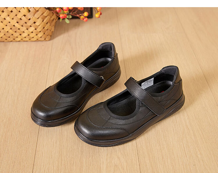 Zulijian Elderly Shoes Spring Summer Women's Leather Soft Sole Loafers Slip-On Single Strap Non-Slip Mom Shoes Nurse Shoes 29