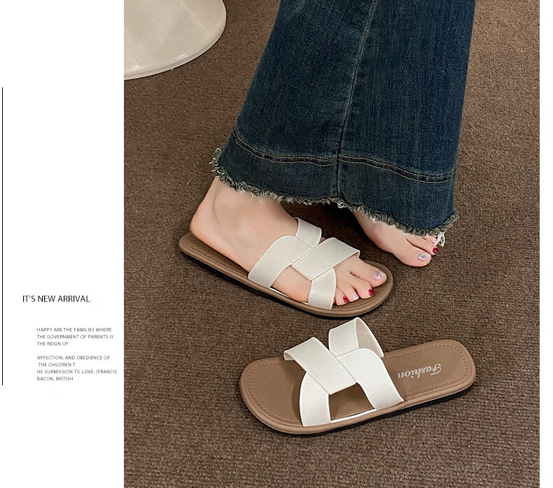 FOOTOPPO Women's Flat Breathable Fashion Sandals Soft Sole Beach Slippers Summer Outdoor Shoes 8