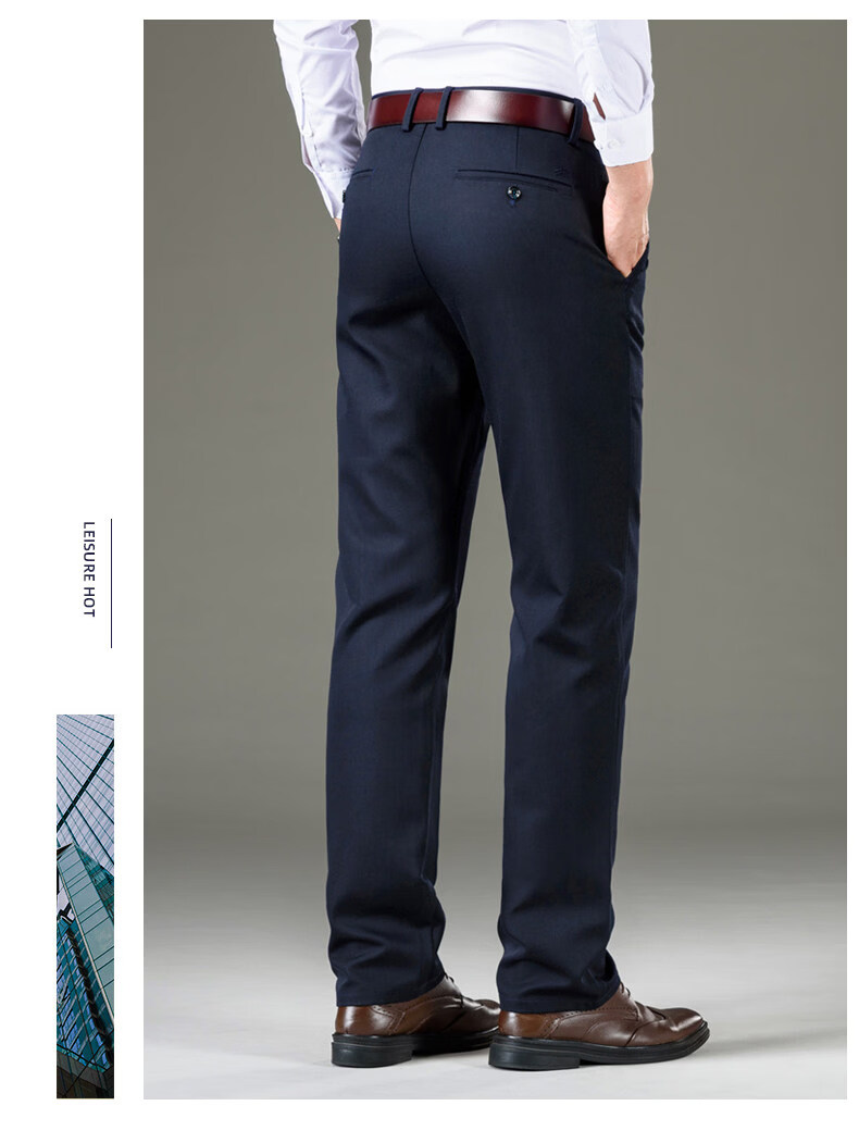 Romon High-End Men's Casual Pants Spring Autumn Loose Straight Business Trousers Middle-Aged Long Pants Royal Blue 28 12