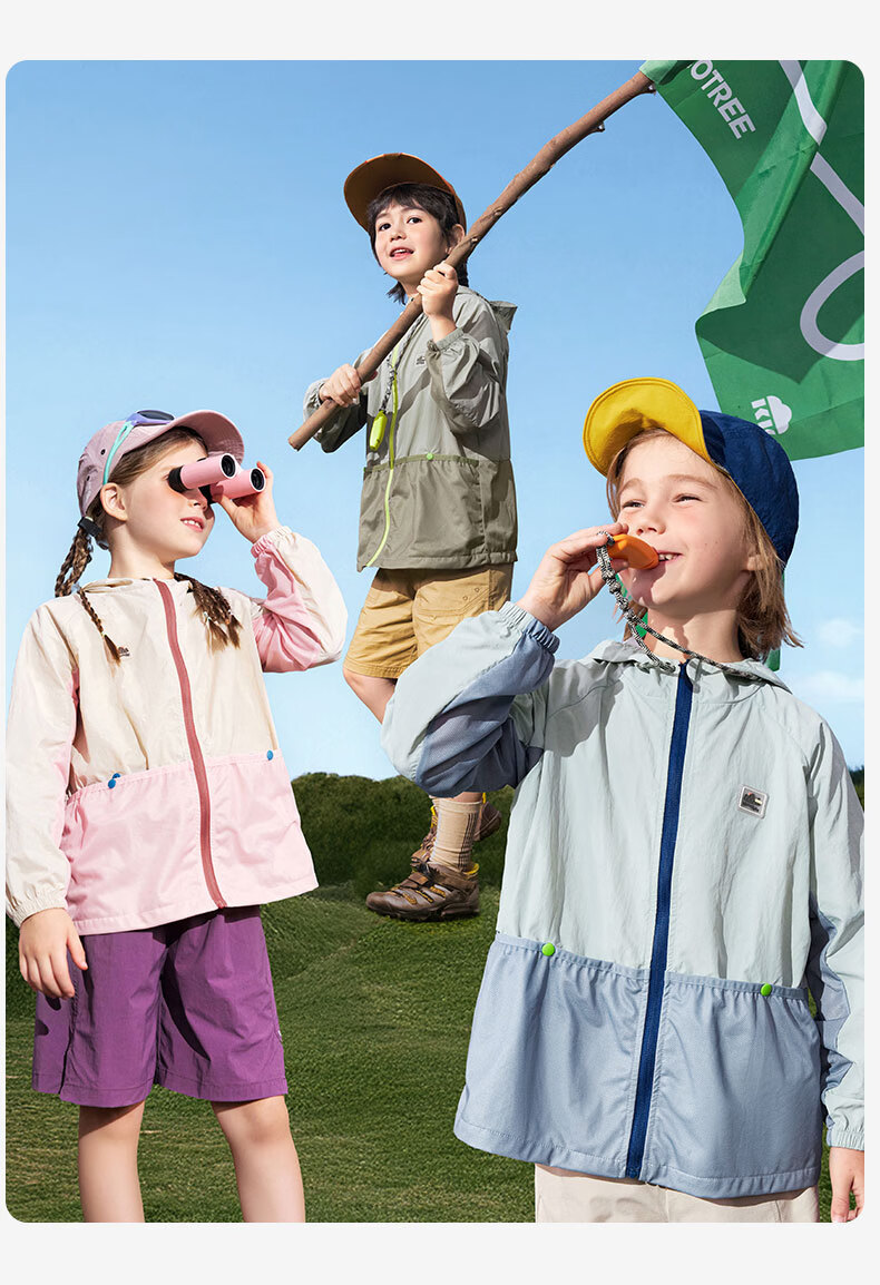 Kocotree KK Tree Kids Sun Protection Jacket Cooling Breathable Skin Jacket Baby Outdoor Lightweight Colorblock Large Pocket 35