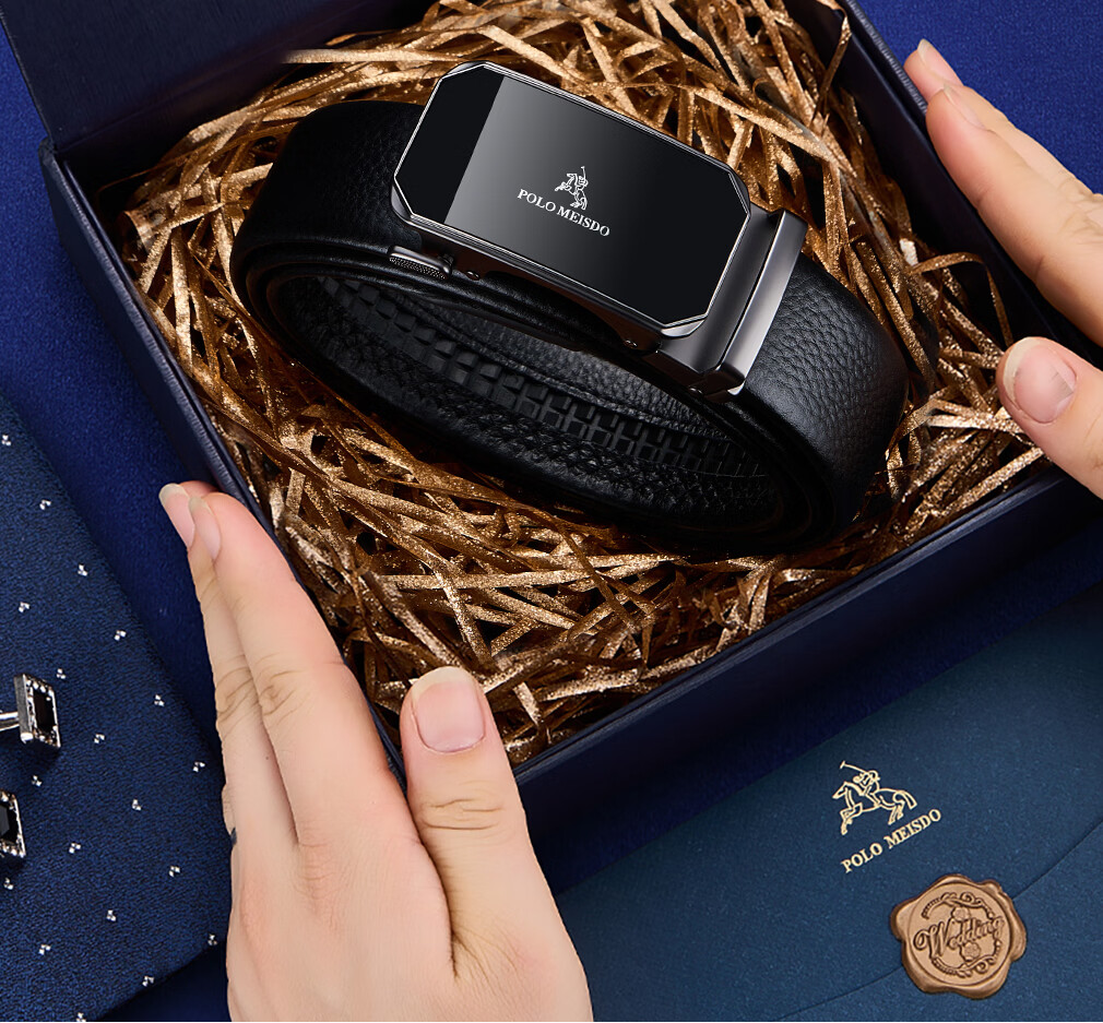 Paolo Mest Men's Genuine Leather Automatic Buckle Belt Gift Box Practical Birthday Present for Boyfriend Husband Father 28