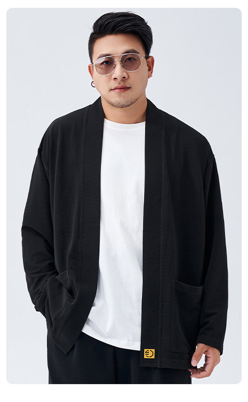 半墨大码男装开衫外套男春秋季2022新款加肥加大潮胖子中国风外套大码